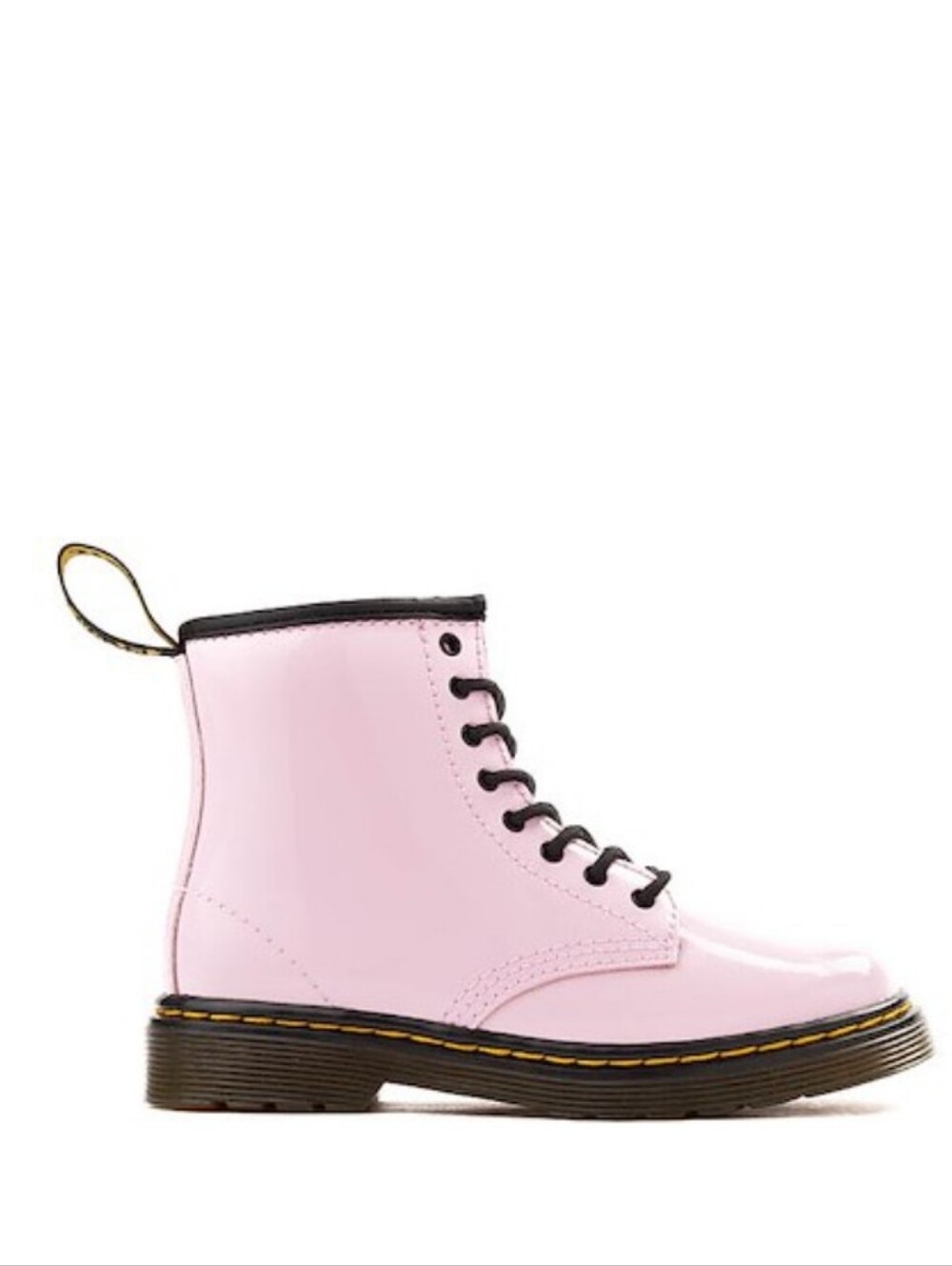 Dr. Martens Pale Pink Lace-Up Kids Ankle Boots with Black Trim Size 7